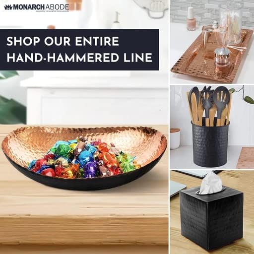 Monarch Abode Hand Hammered Decorative Bowl for Home Decor, 12.75-Inch White and Nickel Plated – Key Bowl for Entryway Table, Catch All, Decorative Fruit Basin, Key Holder, Bowls for Home Decor