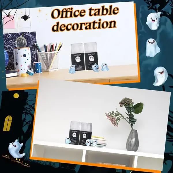 32 Sets Halloween Mini Ghost Figures with Box, Glow in The Dark Mini Resin Ghosts, Luminous Ghost Miniature Resin Figurines for Halloween Party Favors (1PCS E)