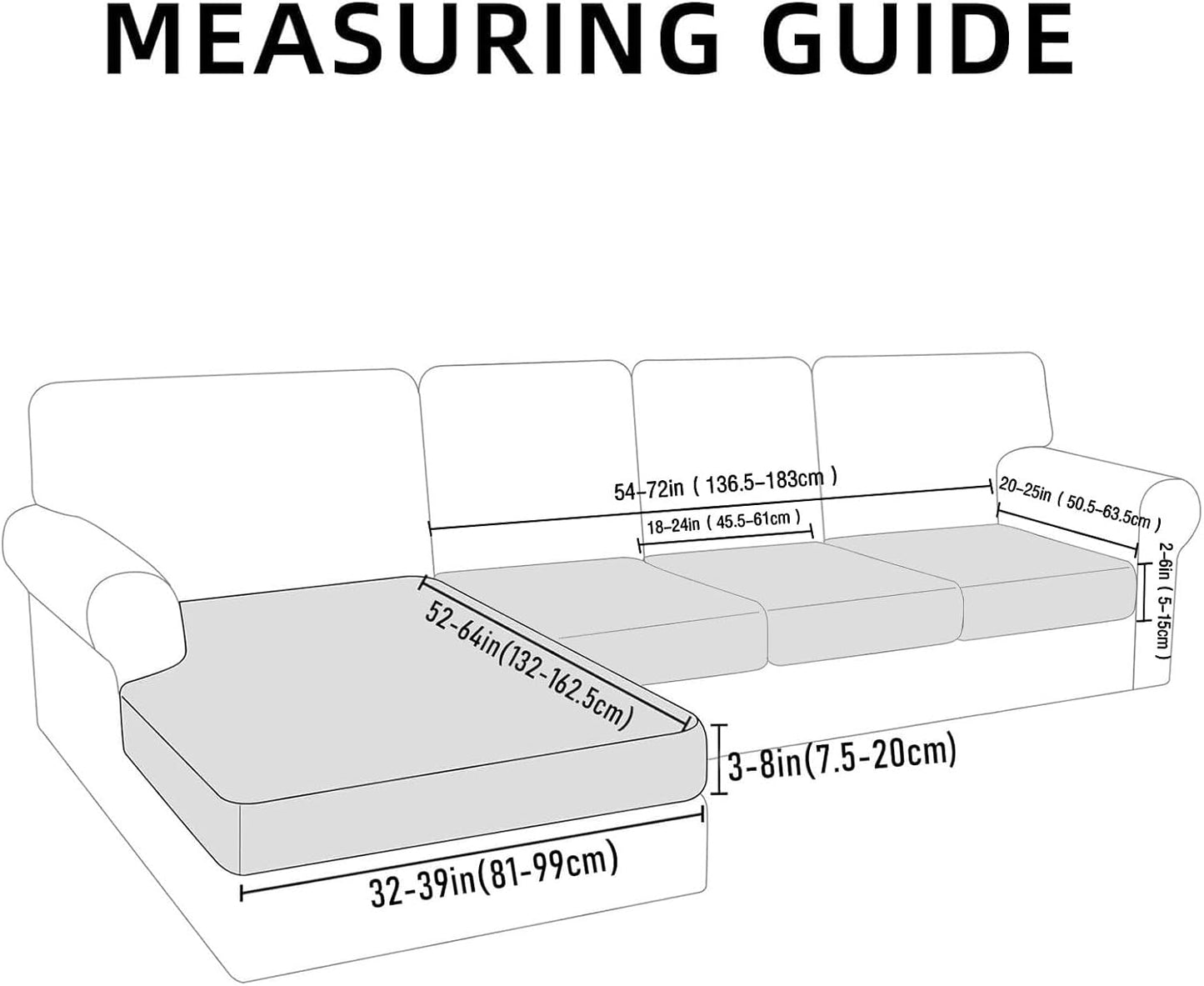 hyha Waterproof Couch Cushion Covers for Pets, Non Slip Sofa Seat Cover for Dogs Washable, Soft Thick Stretch Jacquard Fabric, Sofa Slipcovers with Elastic Bottom (1 Chaise+3 Seater, Light Grey)