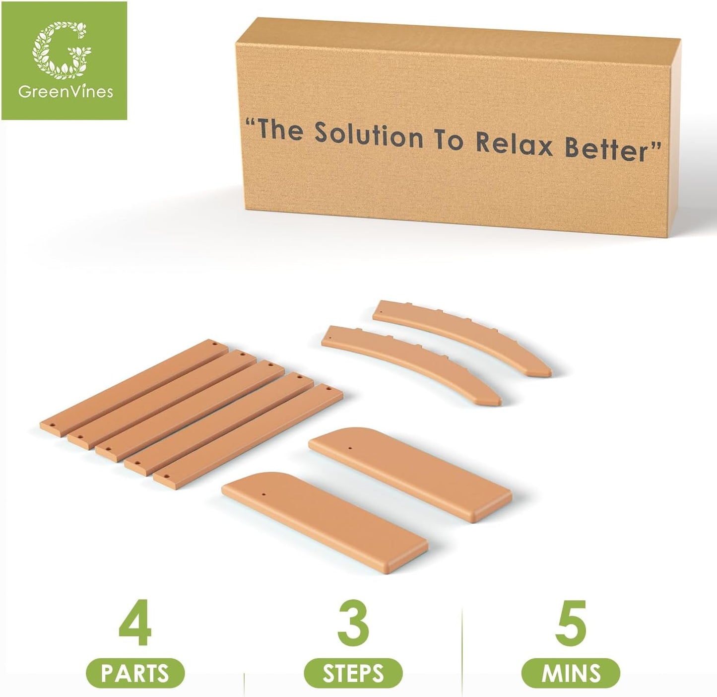 GREENVINES Adirondack-Ottoman | HDPE Plastic | Outdoor Footrest | All Weather | Foot Rest | Foot Stool | Teak | for Adirondack Chair | for Patio Backyard Pool