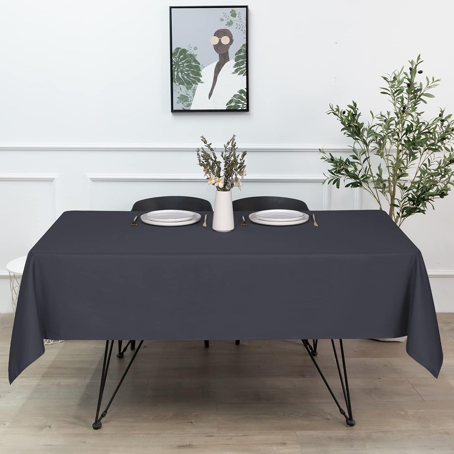 sancua Rectangle Tablecloth - 70 x 120 Inch - Stain and Wrinkle Resistant Washable Polyester Table Cloth, Decorative Fabric Table Cover for Dining Tables, Buffet Parties and Camping, Grey