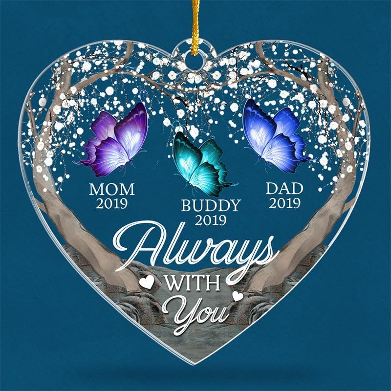 Pawfect House Custom Acrylic Ornament, Personalized Christmas Memorial Sympathy Gifts for Family Members, A Special Place in My Heart, Christmas Butterflies Ornaments for Parent, Xmas Tree Decor
