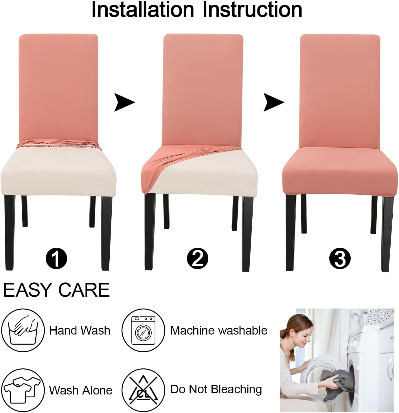 JQinHome Terra Cotta Chair Covers for Dining Room Set of 4, High Stretch Removable Washable Parsons Chair Slipcover for Home Party Hotel Wedding Ceremony (4PCS,Terra Cotta)