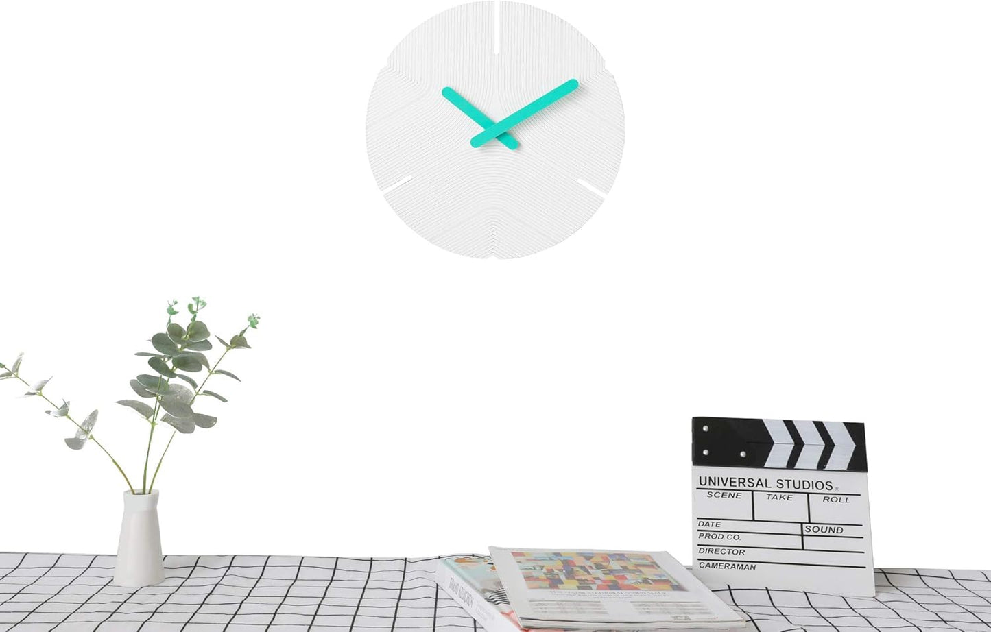 Stephanie Imports Modern Minimalist Hiding White & Teal Green Silent Wall Clock