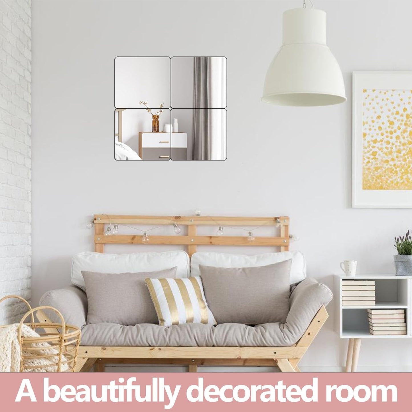 Unbreakable Full Length Wall Mirror,The Door Mirror,4Pack 14''x14'',Acrylic Kids Shatterproof Plexiglass Long Mirrors for Bedroom Closet,Children Non Glass Stick on Mirrors