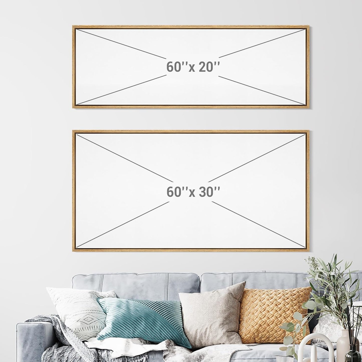 MUDECOR Large Framed Canvas Print Wall Art Serene Marshland Landscape Green and Blue Peaceful Illustrations Antique Retro Fine Art Illustrations Decorative Colorful for Bedroom - 60"x20"