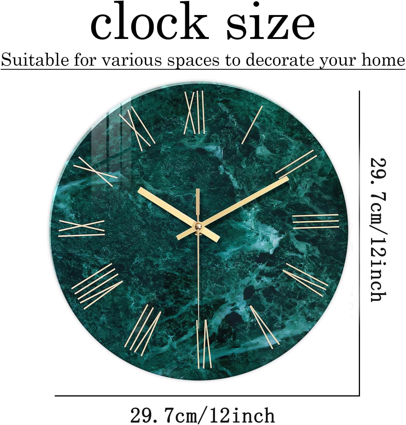 Teal Glass Wall Clock Battery Operated 16 Inch Modern Clock for Living Room Decor Large Wall Clock Silent