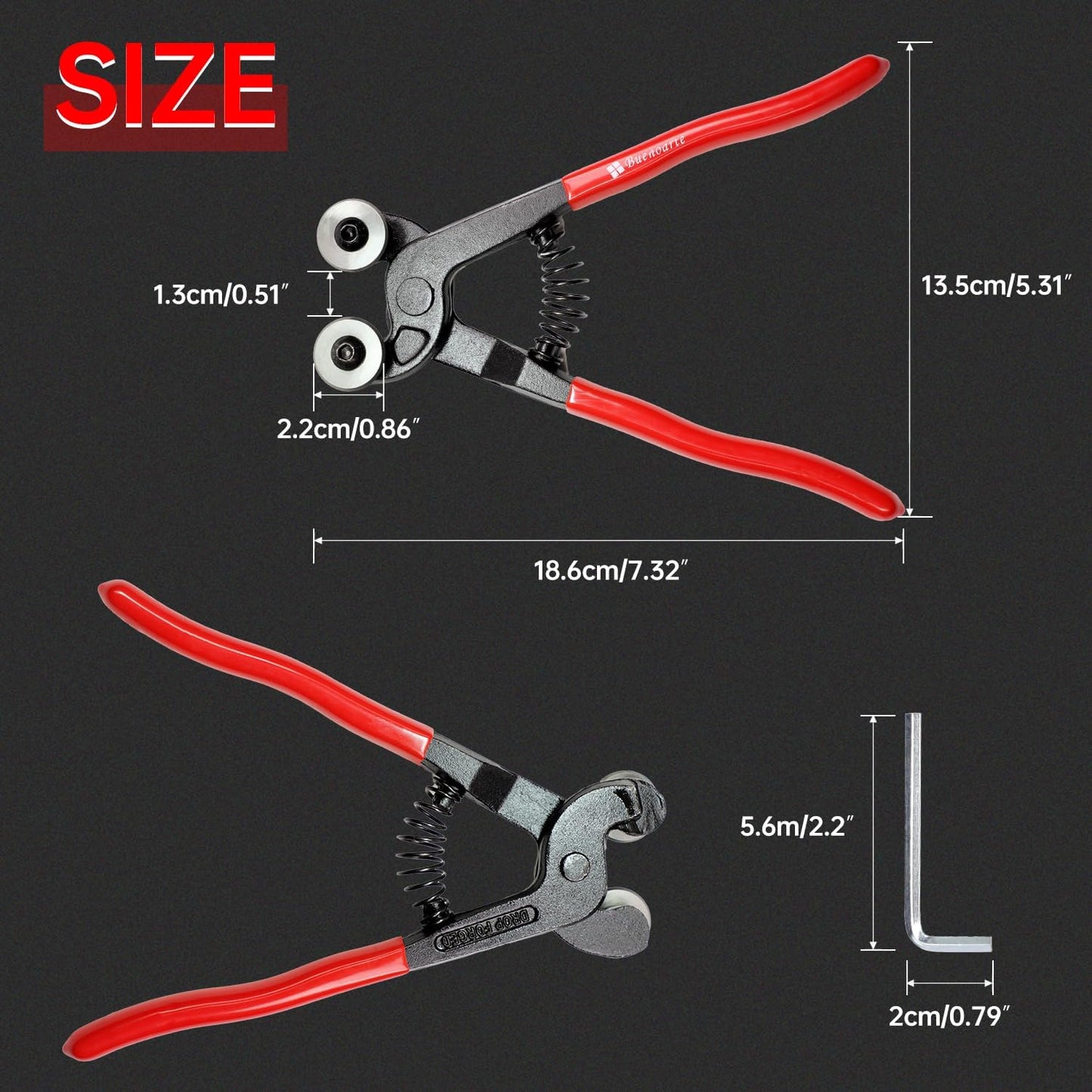 Glass Tile Nippers - Heavy Duty Wheeled Glass Mosaic Nipper & Hd Ceramic Tile Nipper, Tile Cutter Pliers Soft-grip Handle - Shapping Plier, Nipper Cutting Tools (7 Inch Wheeled Glass Mosaic Nipper)