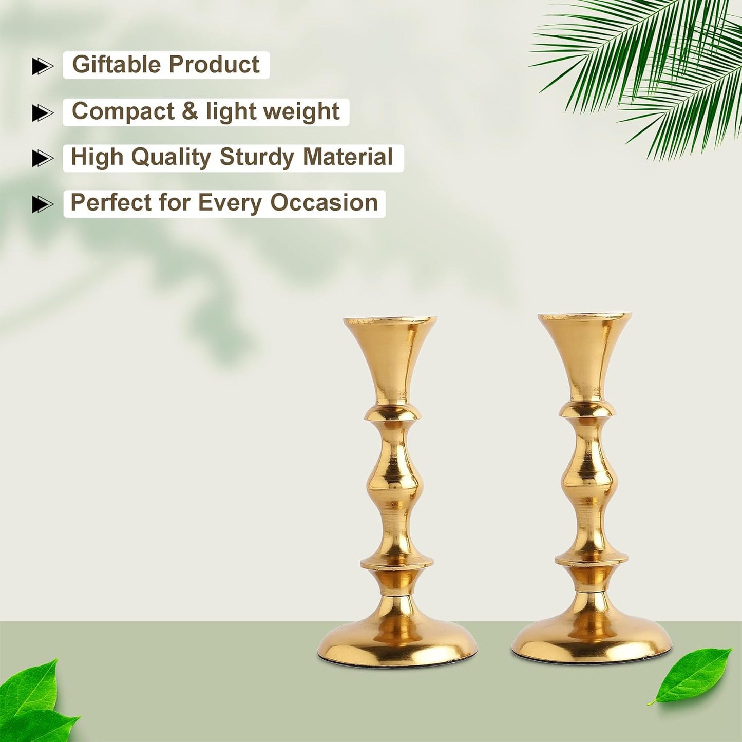 Rely+ Gold Candle Holders Set of 2 Decorative Centerpiece Table Candlesticks Holders for Taper Candles Home Decor Easter Candle Holders for Dinner Party Wedding Decorations