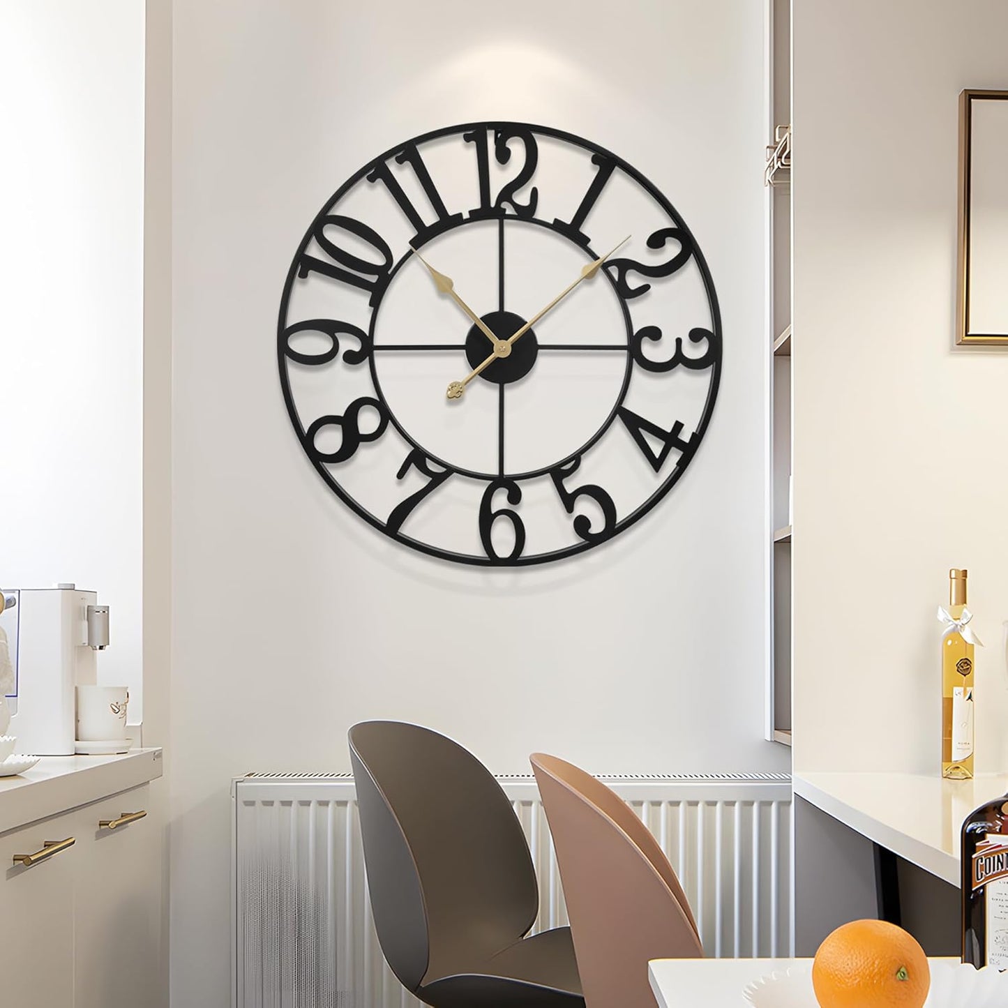 Large Wall Clock for Living Room Decor - 32 Inch Silent Non-Ticking Wall Clocks Battery Operated, Metal Vintage Retro Decorative Modern Wall Clock for Bedroom, Kitchen, Office, Farmhouse Decor