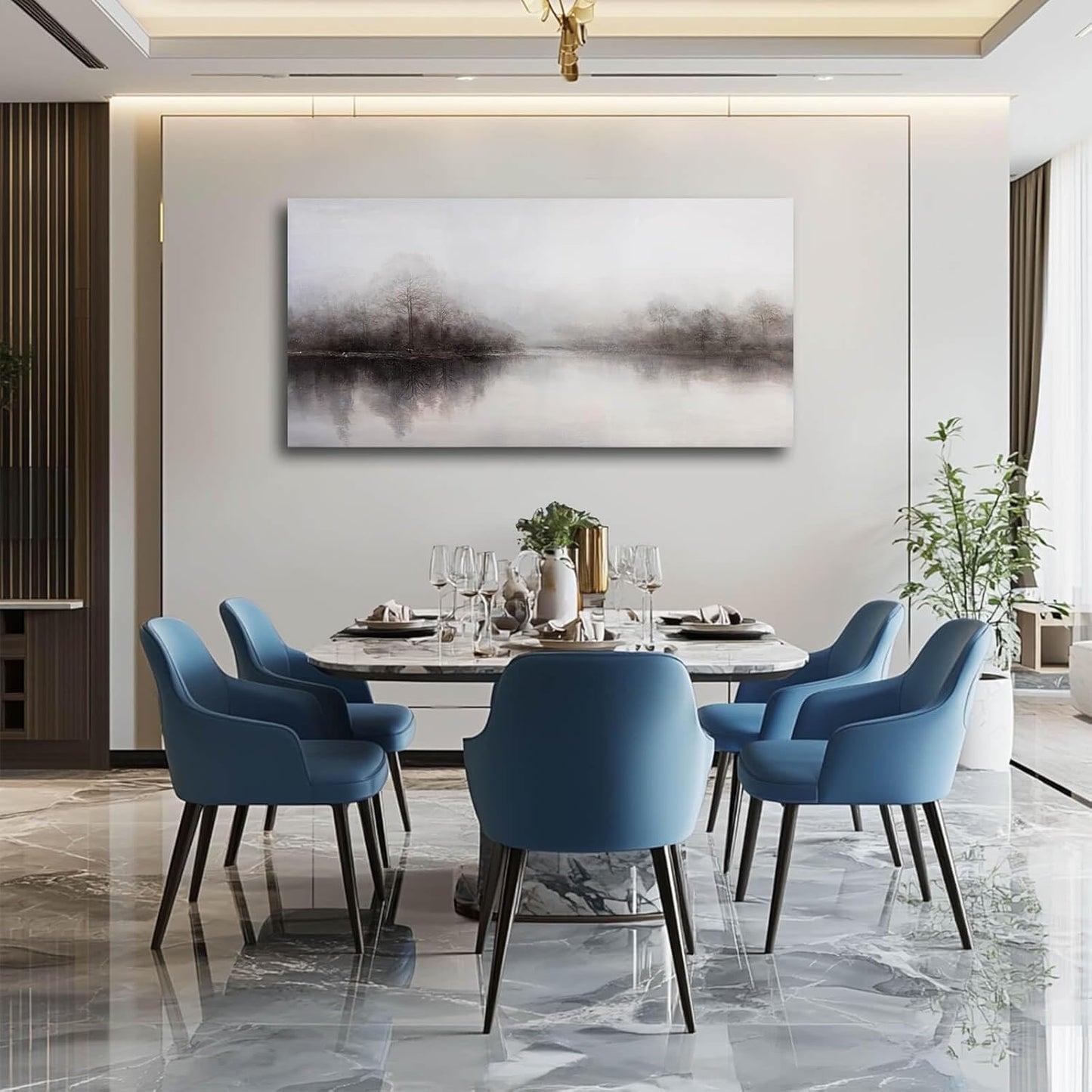 CHUDANHAO Wall Art for Living Room Large Wall Decor Abstract Pictures Black And White Artwork Landscape Poster Art for Home Office 24"x48"