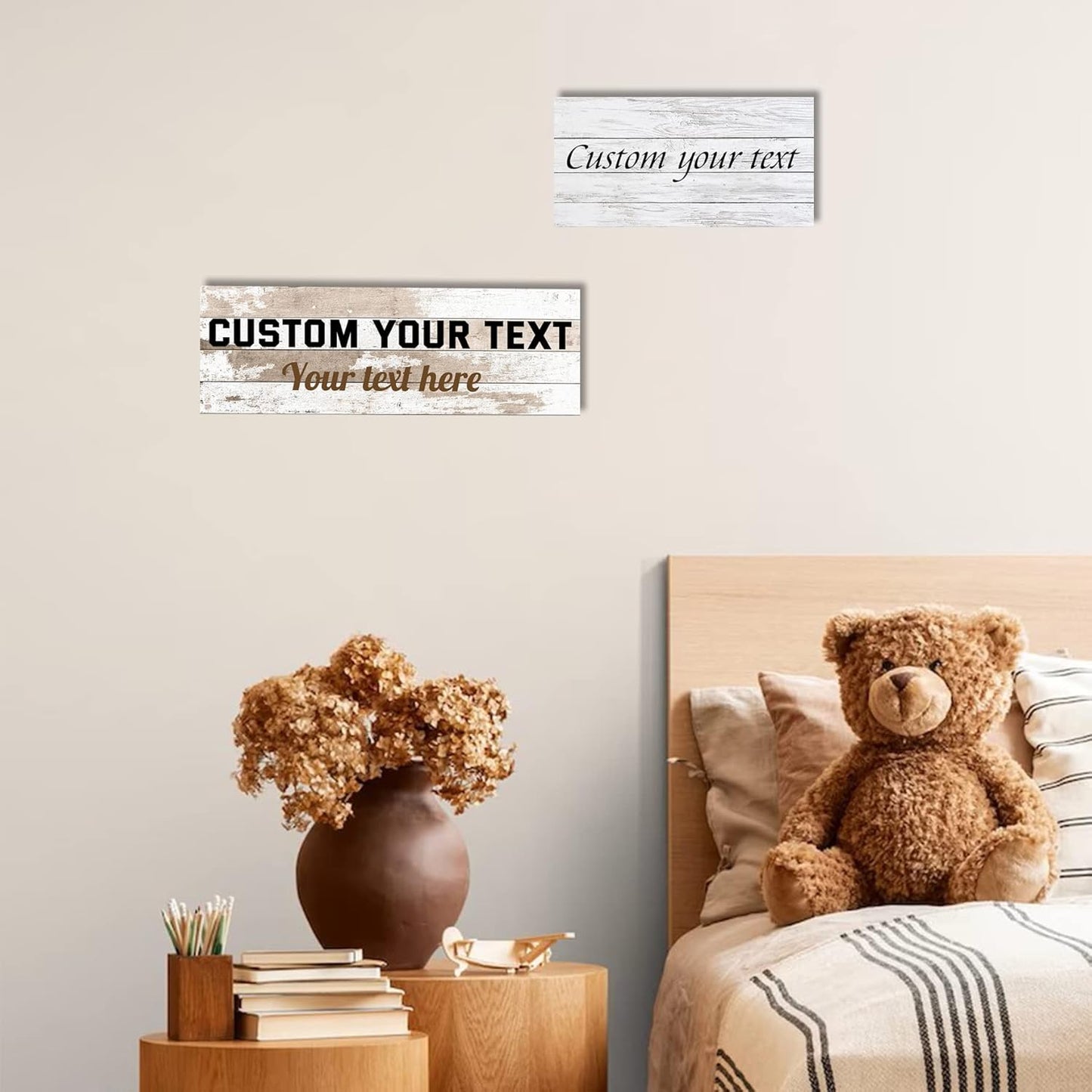 LZIMU Custom Text Signs Wall Decor Personalized Canvas Quote Family Sign Wall Art Wood Background Rustic Farmhouse Decor Framed (12"x36")