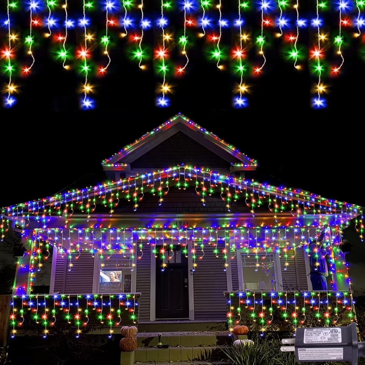 QITONG 800 LED Icicle Lights Multicolor