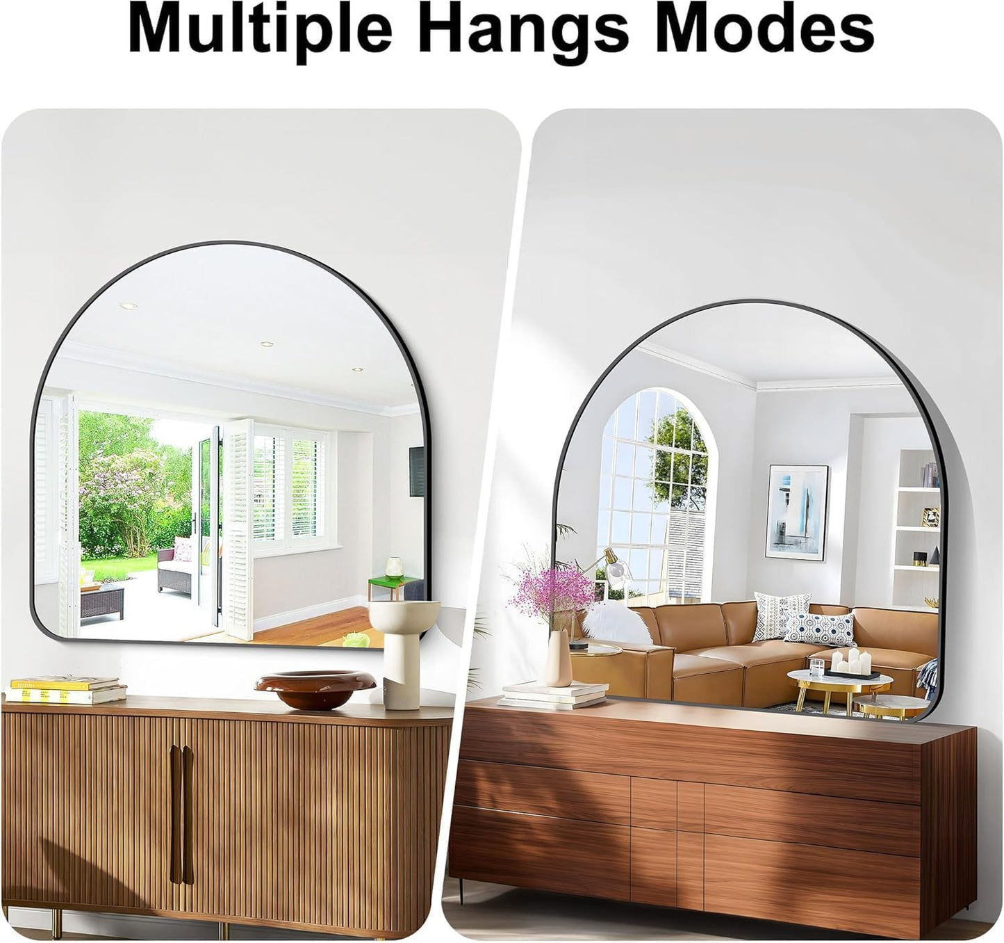 Arched Bathroom Mirror, 30"x30" Black Arched Mirror for Bathroom, Wall Mounted Mirror, Vanity Wall Mirror Metal Frame for Bedroom, Entryway, Living Room, Vertically Hanging