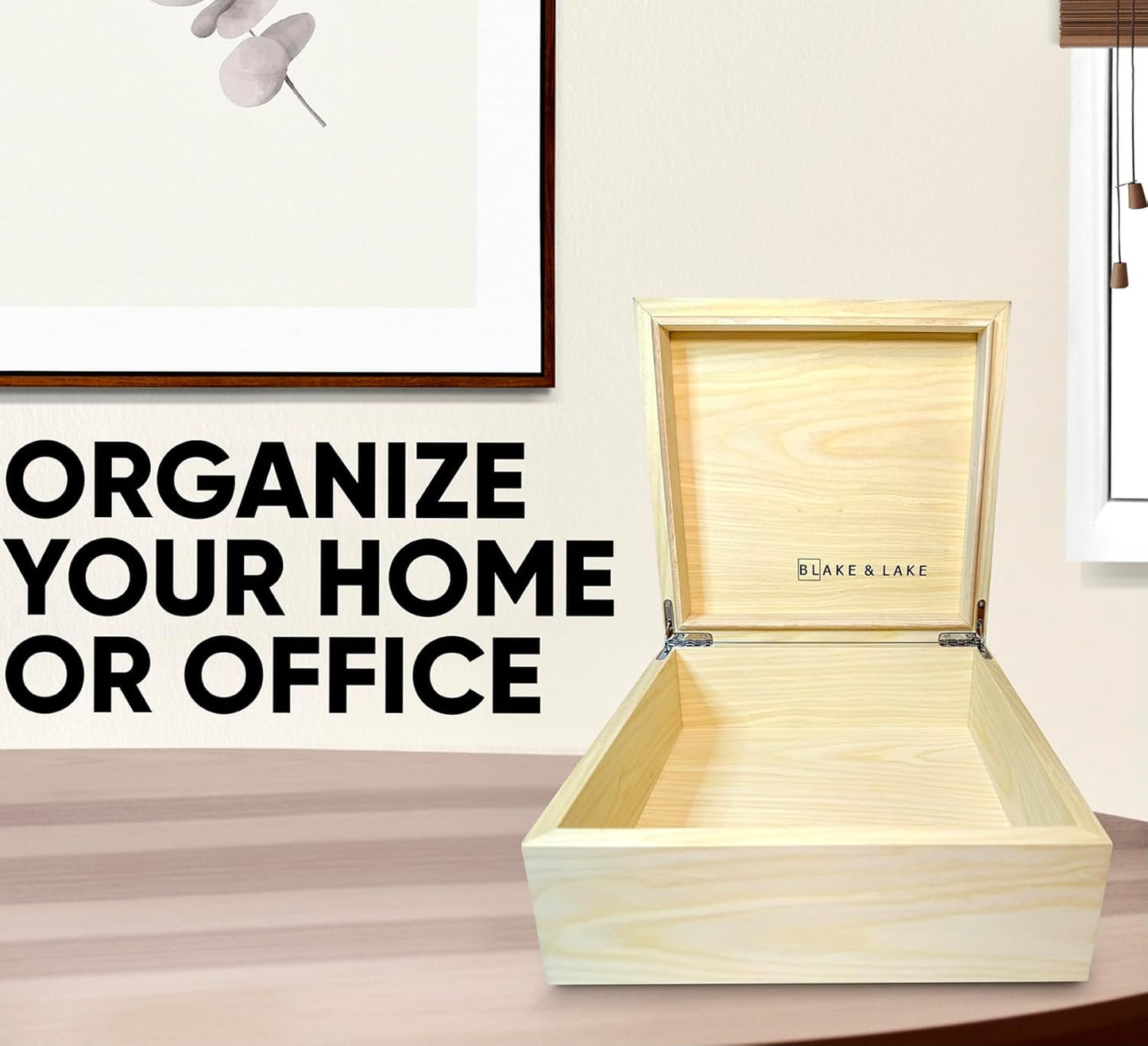 Blake & Lake Wooden Box with Hinged Lid - Solid Maple Wood Eco Box - Wood Storage Box with Lid - Wooden Keepsake Box - Decorative wooden boxes with lids (Maple)