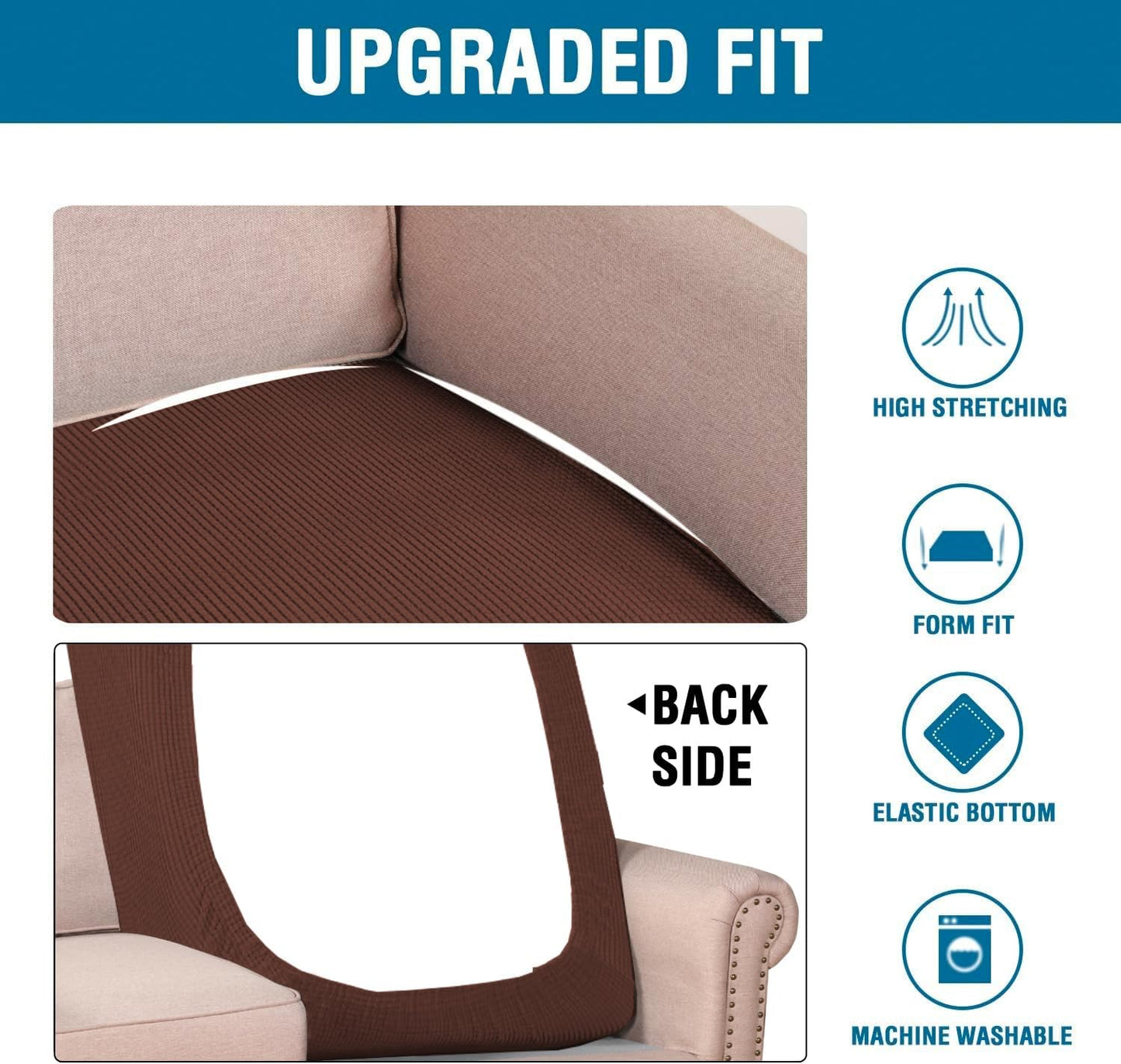 H.VERSAILTEX Super Stretch Individual Chaise Cover Sectional Couch Covers for L Shaped Sofa Both Left/Right Featuring Thick Jacquard Textured Twill Fabric (1 Piece Chaise Cover Large, Burnt Brick)