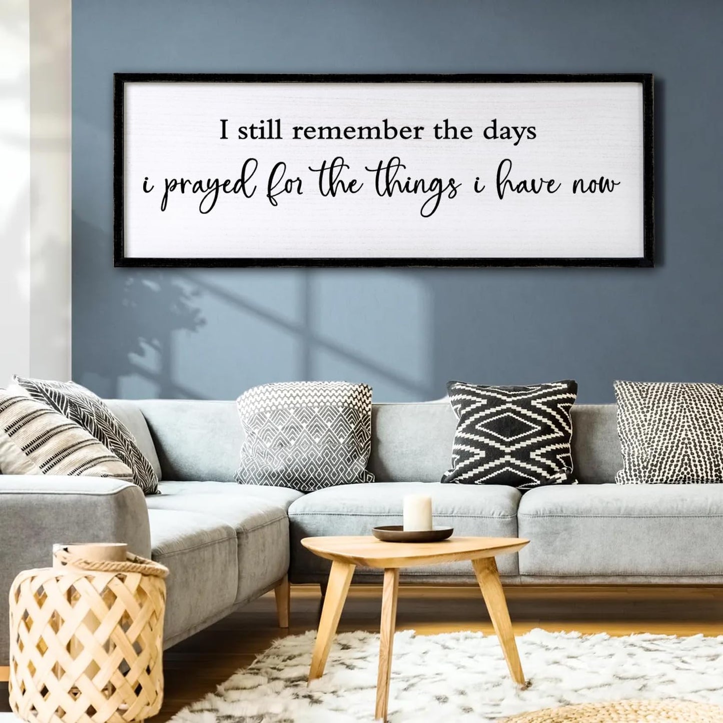 I Still Remember the Days I Prayed for the Things I Have Now Sign Framed Wall Art, 32''×12'' Rustic Horizontal I Remember Plaque, Farmhouse Long I Still Remember the Days Wood Sign Wall Decor
