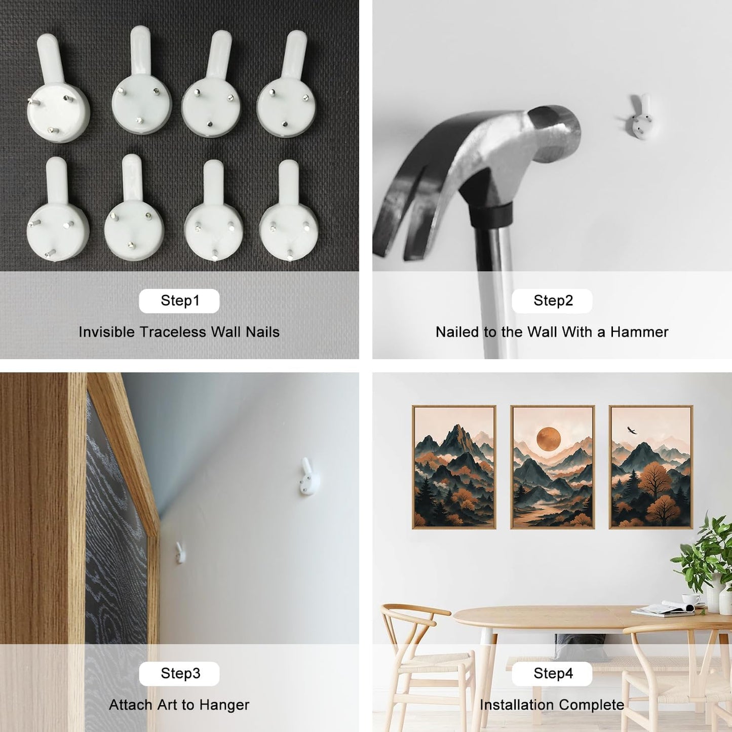 Large Boho Mountain Framed Canvas Wall Art Set, Brown Ridge Landscape Wall Decor, Pine Tree Scenery Wall Painting, Abstract Wilderness Art Print for Living Room, Bedroom, Office - 16"X24"X3