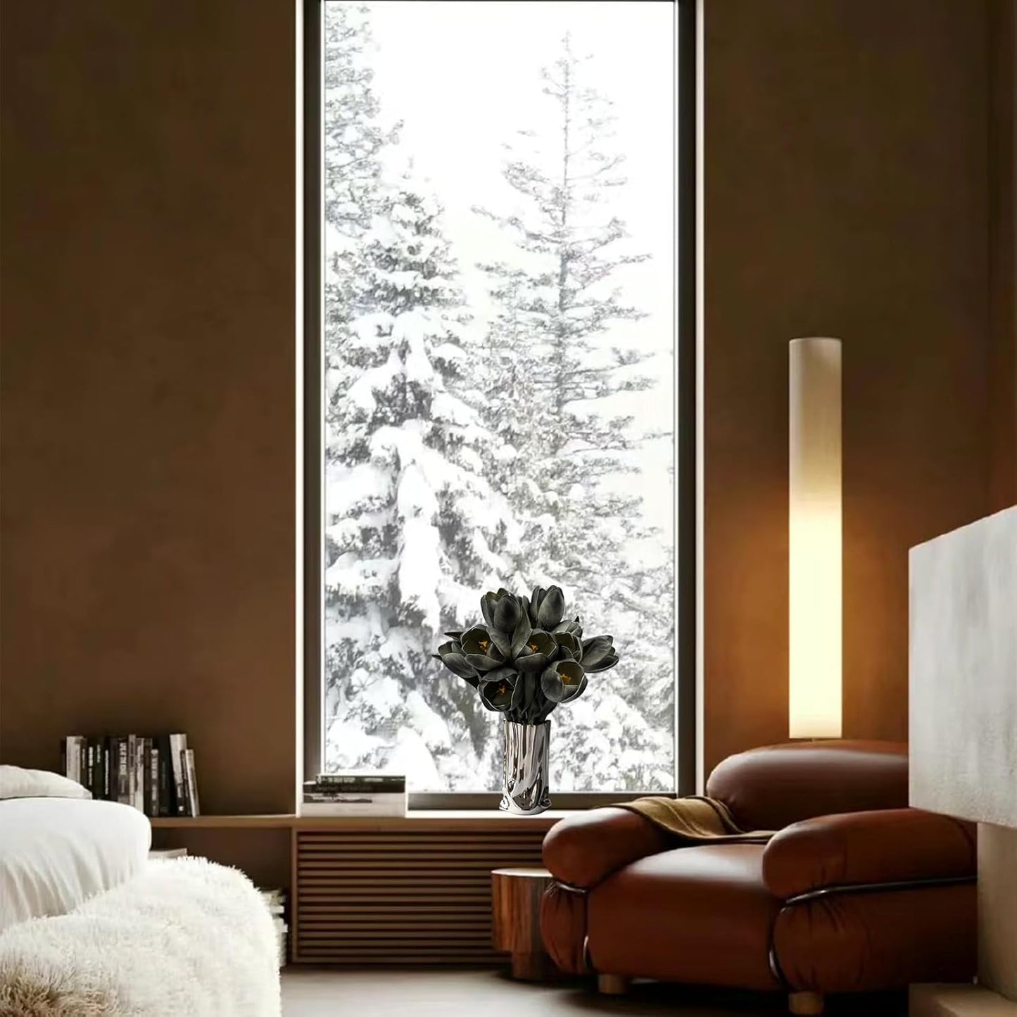 Buart Black-Coffee Flowers Artificial Luxury Big Tulip Valentine's Day Mother's Day Easter Home Kitchen Wedding Decorations(11pcs)