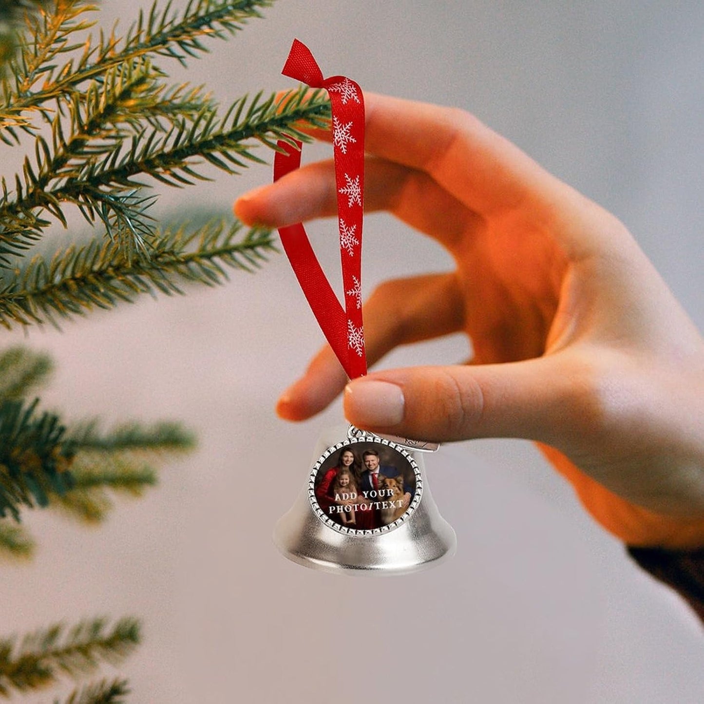 Personalized Christmas Ornaments - Custom Picture & Text Ornaments for Christmas 2024, Baby's 1st Christmas Ornament with Picture for Xmas Tree Custom Gifts for Family, Mom, Dad, Friend (Bell)