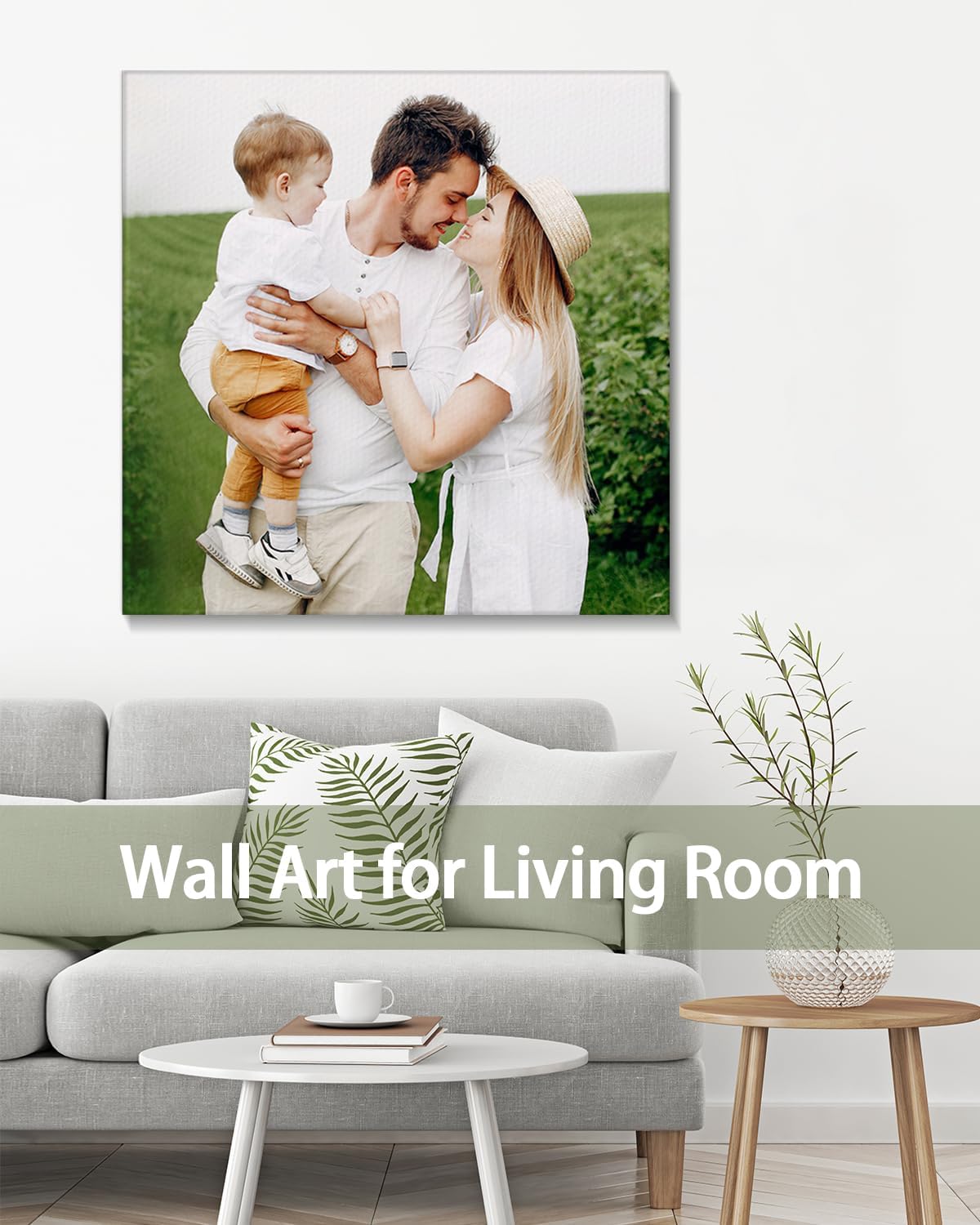 Personalized Custom Canvas Wall Art, Custom Canvas Prints with Your Photos for Living Room, Bedroom, Wedding Pet Baby Family Photo Framed Wall Art, Customized Photo Gift for Family,Friend,Lover,Pet (32L" x 32W")
