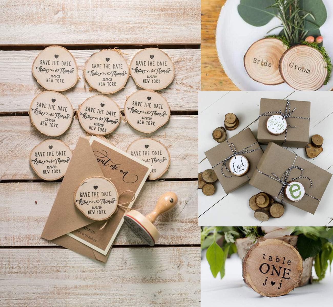 50Pcs Wood Slices 2.4"-2.8" Unfinished Wood Rounds with Pre-drilled Hole and 66Feet Twine String, Natural Wood for Crafts for Home Decor Painting DIY Christmas Ornaments Party Wedding Decor