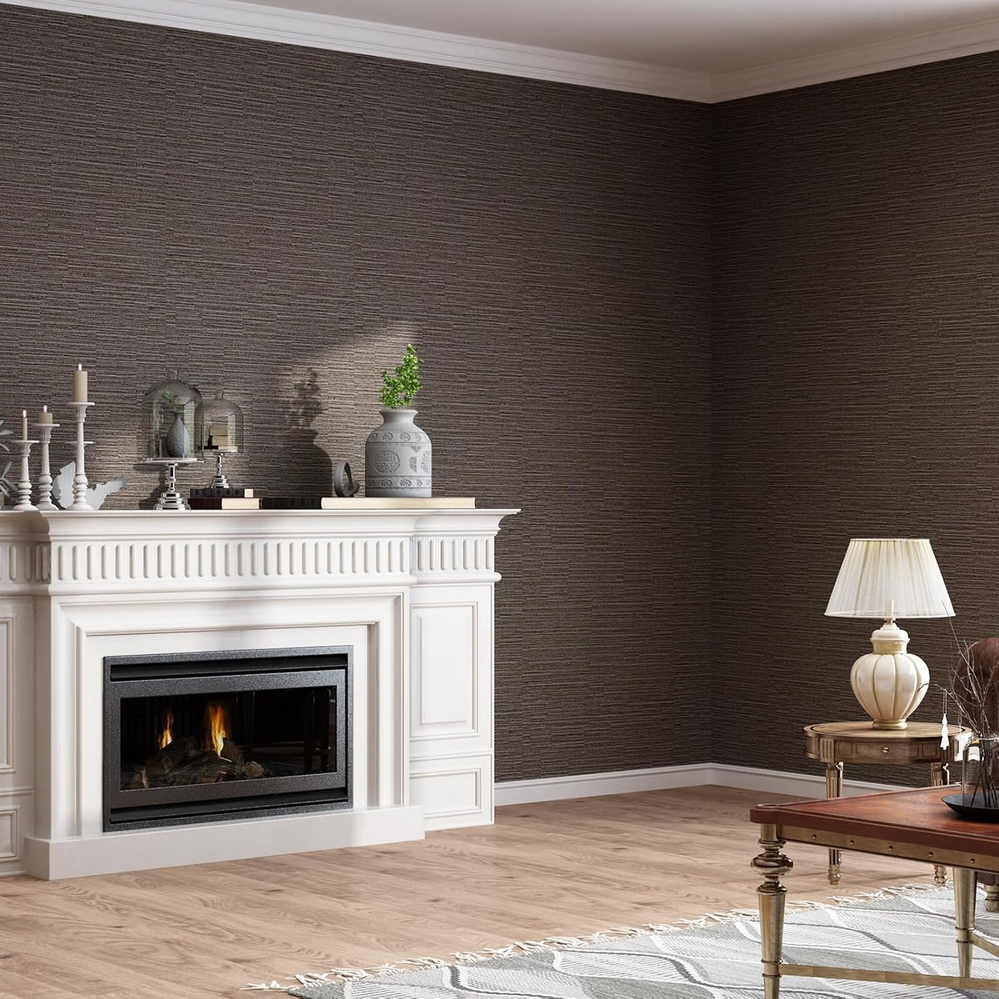 Grasscloth Peel and Stick Wallpaper 20.8"x394" Cream Thick Fabric Textured Linen Classic Faux Grassweave Neutral Removable Wallpaper Vinyl Film Roll for Home Use(Caramel, 20.8"x394")