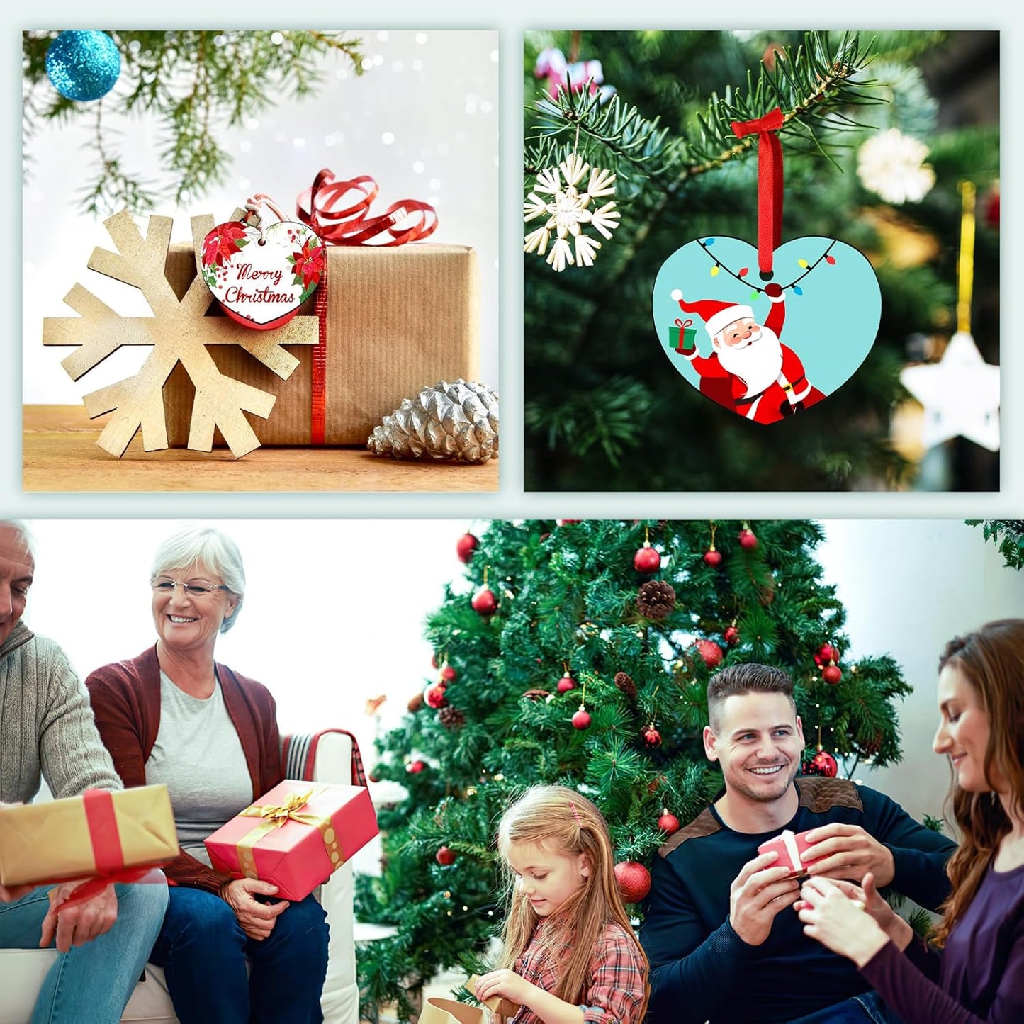 Personalized Christmas Ornaments 2025 Wood Custom Picture Text Hanging Ornament Customized Christmas Tree Decorations Keepsake Gift for Family Couples Xmas Tree Home Decor