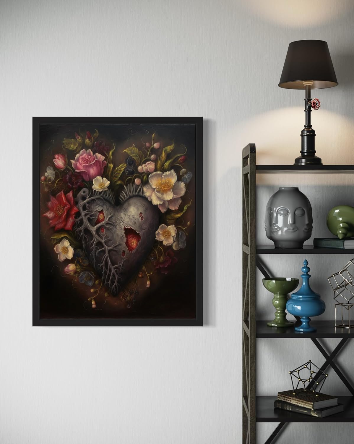 Gothic Heart Poster Art Print, Halloween Scary Vintage Wall Art Academia Spooky Painting Decoration for Horror Prints, Posters Bedroom Decor 89 (Gothic Heart, 11 x 14 inches, Unframed)