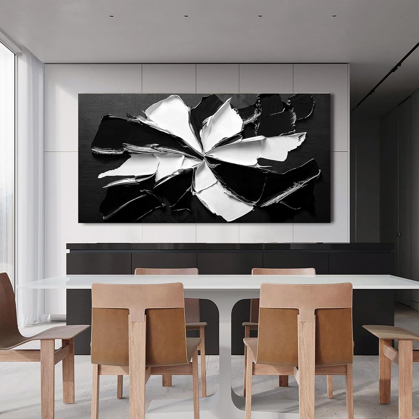 Abstract Wall Art Decorations Modern Large Wall Art for Living Room Abstract Canvas Art Wall Decor Oversized Black and White Wall Art Prints Flowers Artwork for Walls Office Home Decor 29" X 58"