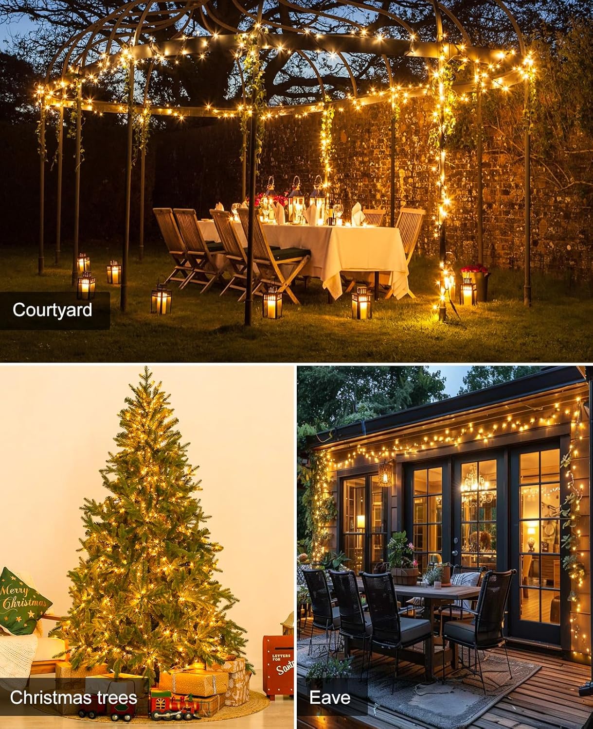 Warm White Christmas Lights Outdoor, 157FT 480 LED Christmas Tree Lights Waterproof, 8 Modes Plug in Fairy String Light for Indoor Party Xmas Tree Wedding Garden Patio Porch Decorations