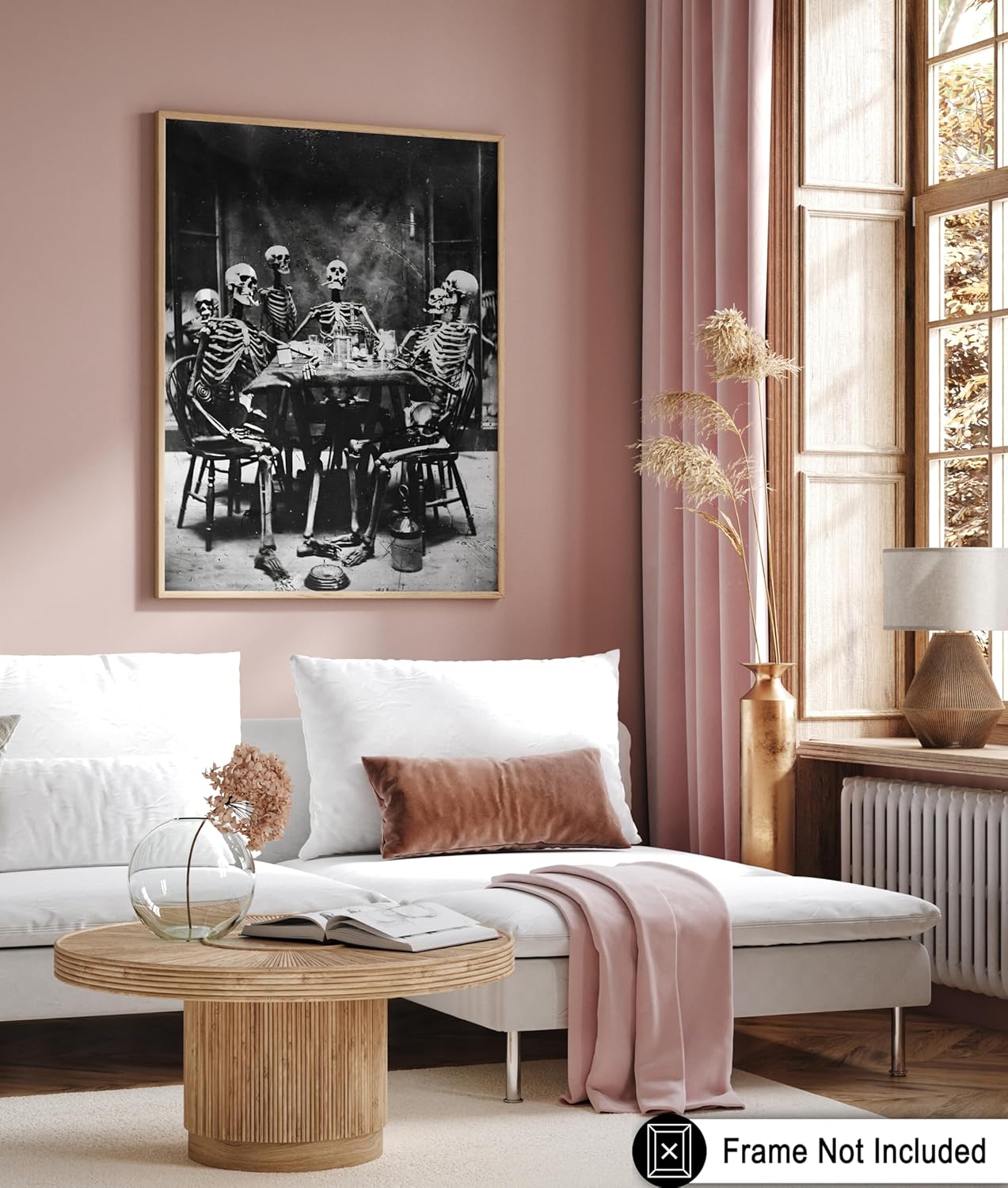 Poster Master Vintage Photograph Poster - Retro Daguerreotype Print - Gift for Artist, Friend - Skeletons Smoking at Table, Dinner Party, Goth - Wall Decor for Home, Dorm, 18x24 Unframed Wall Art