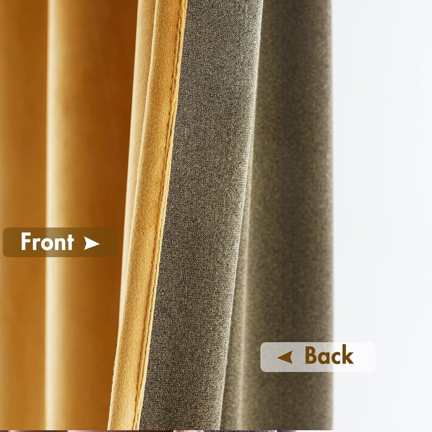 MIULEE Mustard Yellow Velvet Curtains Thermal Insulated Blackout Curtain Fall Drapes for Bedroom Living Room Darkening 96 Inches Long Curtains Panels Rod Pocket Set of 2
