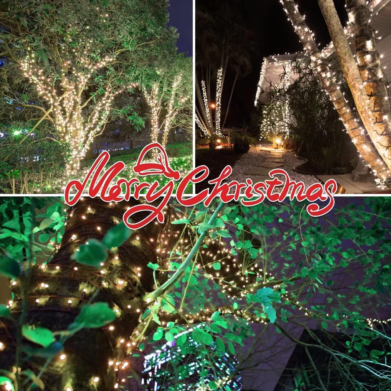 150LIGHTS WARM WHITE Extra-Bright With End Connectors Christmas Decorative Lights 9.72m UL Certified Mini String Light Set Waterproof for Home Garden Holiday Christmas Tree Party Patio Wedding