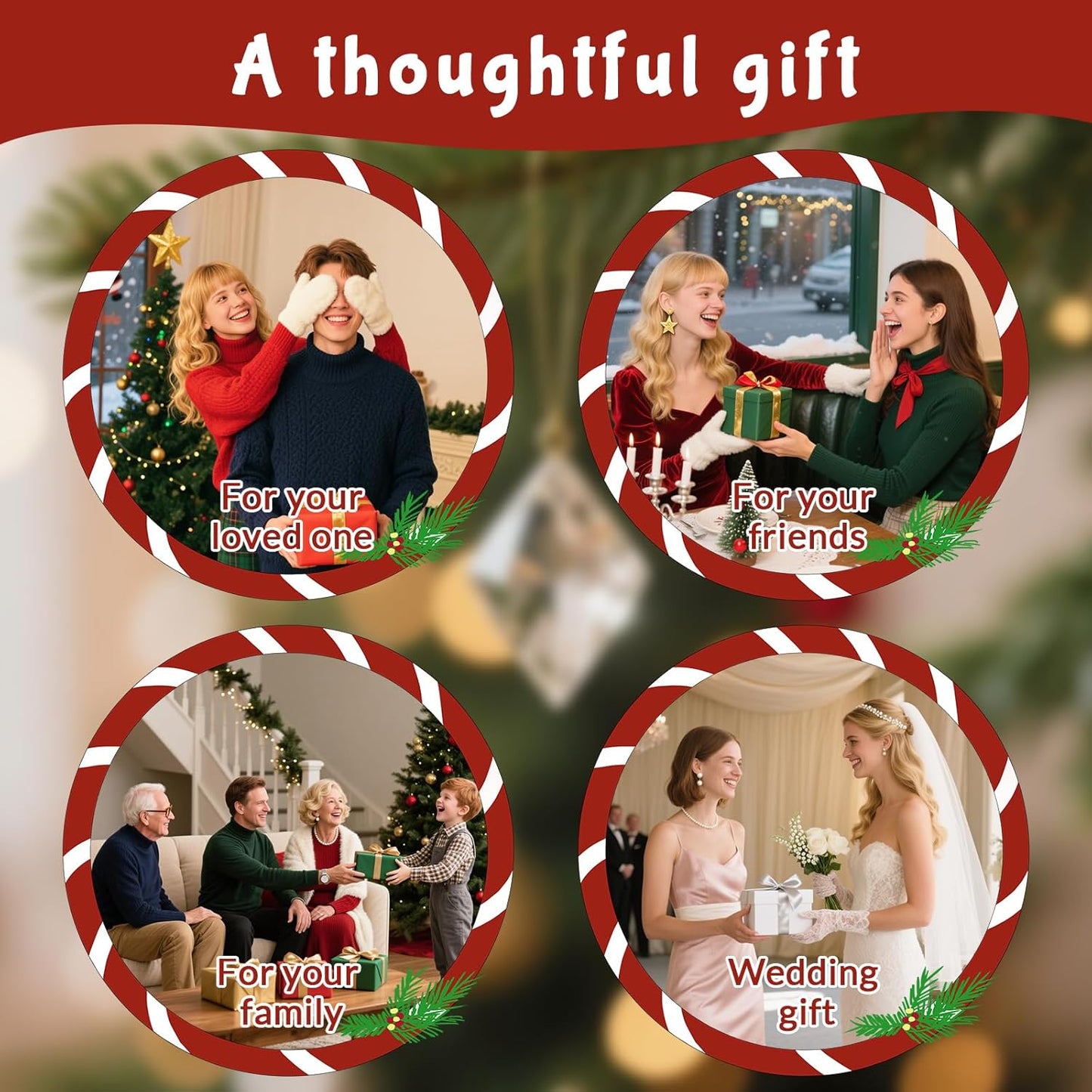 Custom Christmas Ornament Glass-Personalized Christmas Ornaments with Photo/Name/Date/Text,Wedding Christmas Birthday Baby Gifts (Color 7)