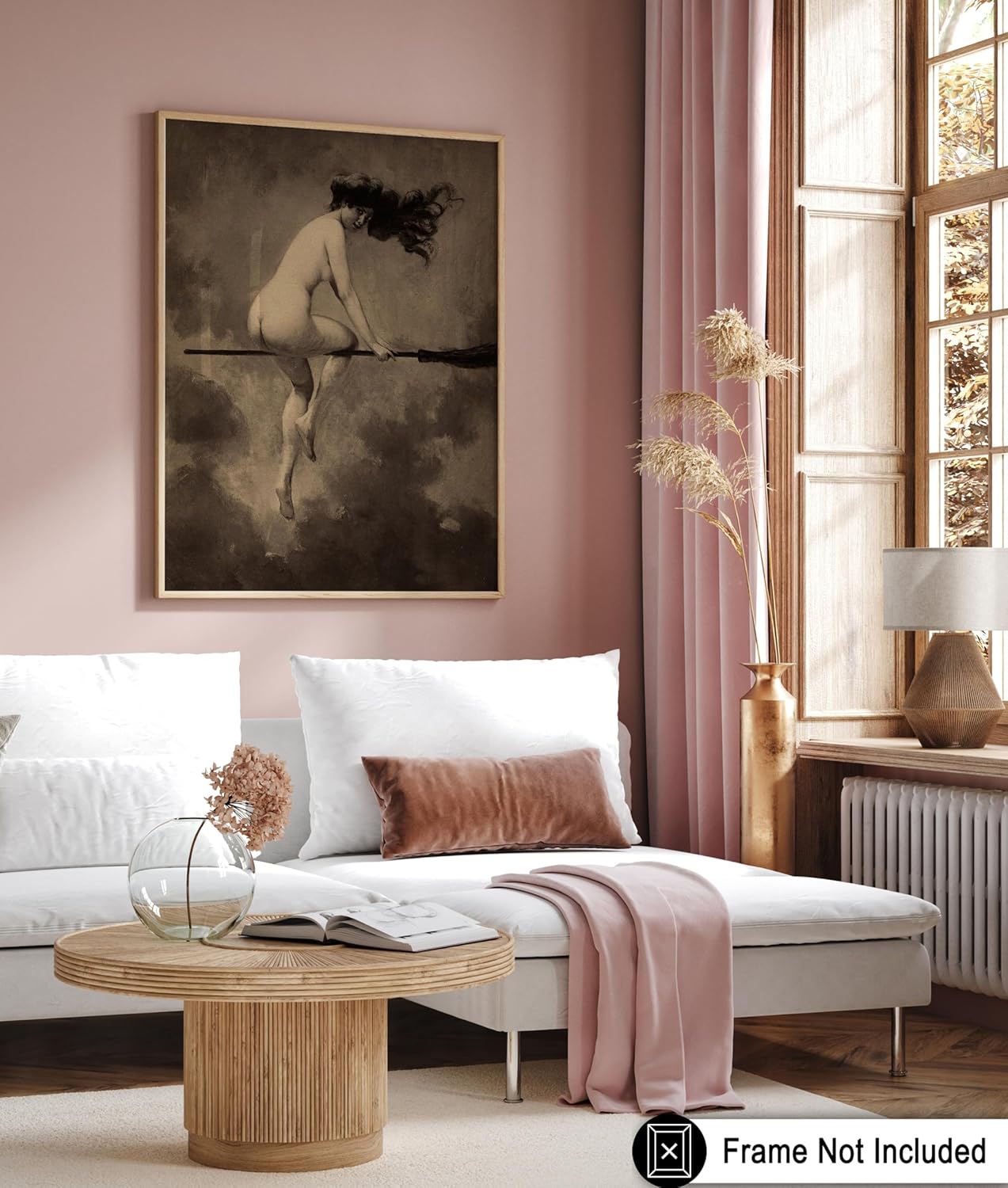 Poster Master Vintage Albert Joseph Penot Poster - Retro Halloween Print - Gift for Artist, Friend - Departure for the Sabbath, Naked Witch on Broom - Wall Decor for Bedroom, 18x24 Unframed Wall Art