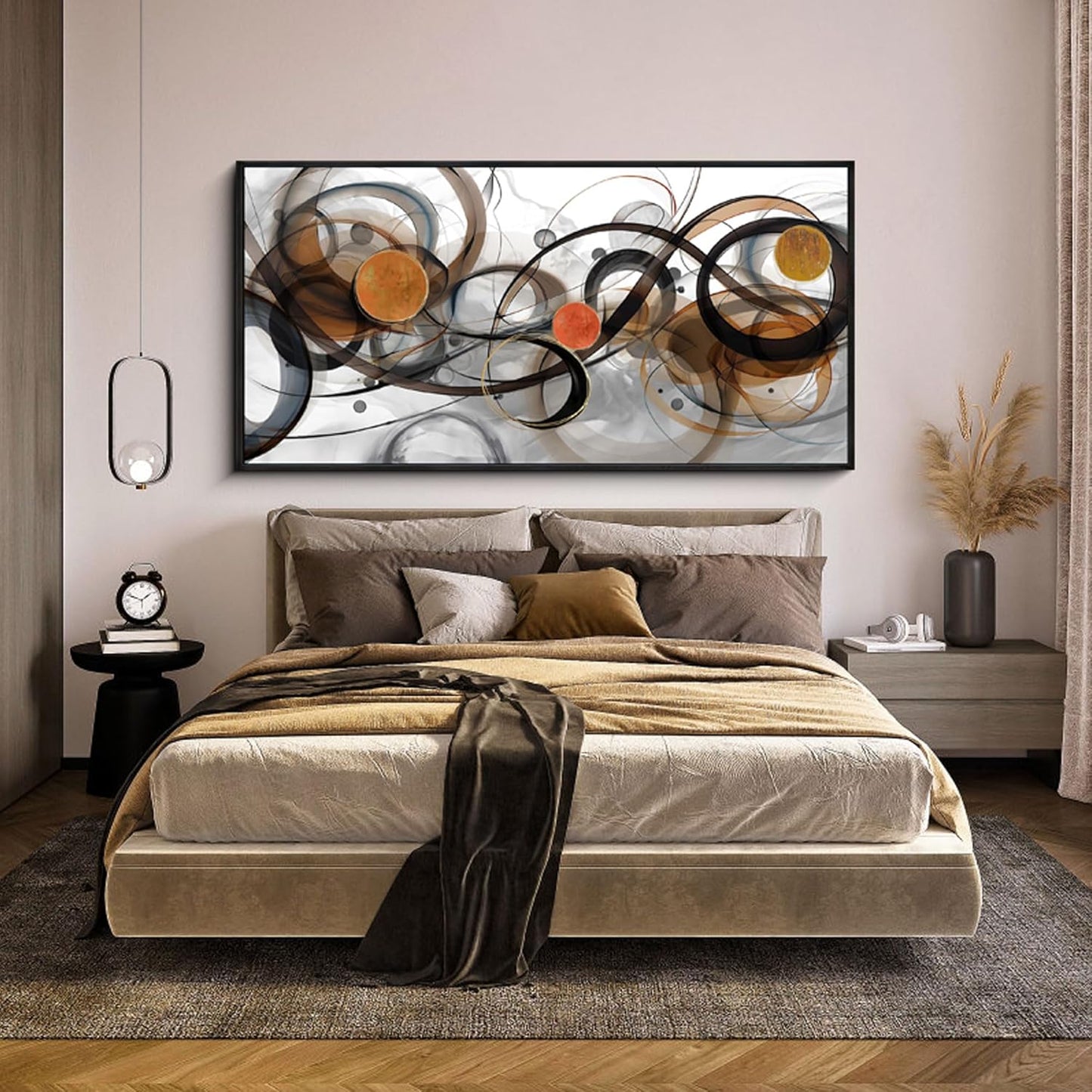 XLSJERST Large Wall Art for Living Room - Black and Gray Canvas Picture Framed Artwork for wall Modern Abstract Minimalist Paintings Oversize Wall Decor