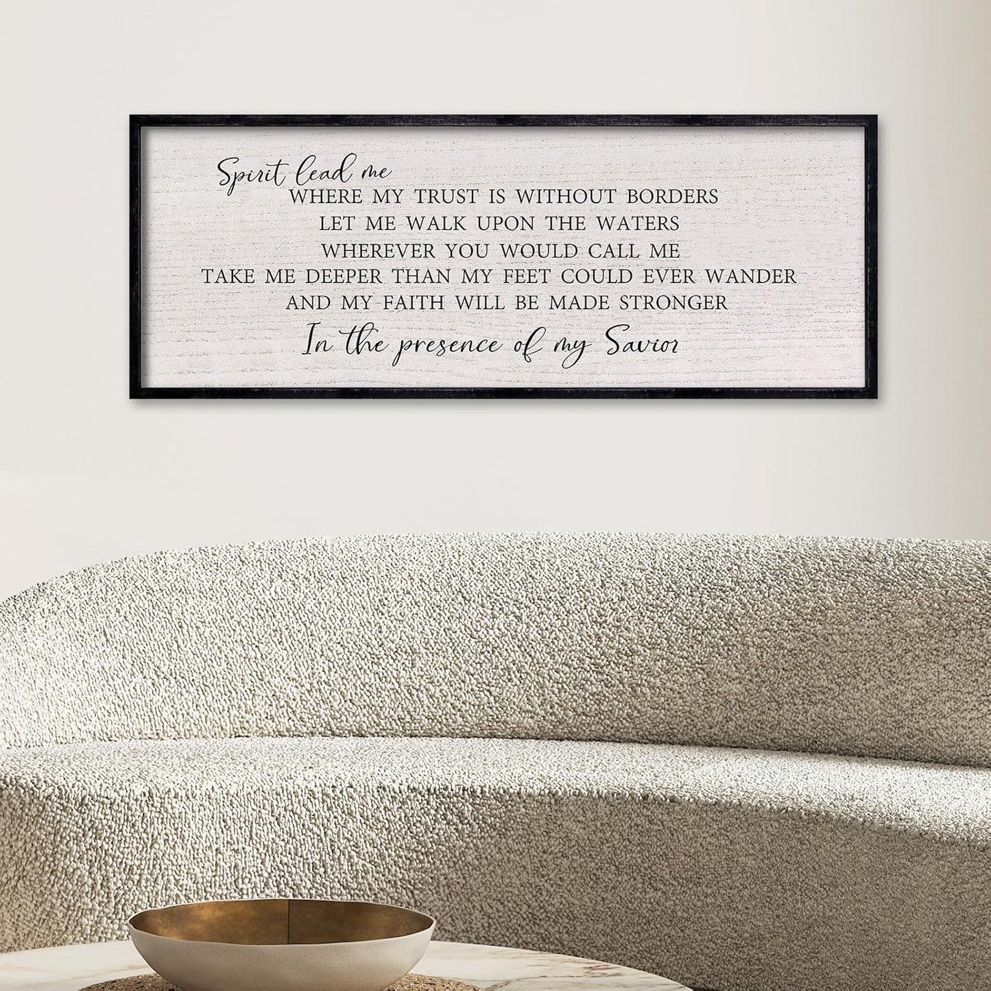 LuZhiQiang Spirit Lead Me Wall Art Decor 40"x15" Christian Scripture Sign Large Inspirational Quote Bible Verse Hanging Wooden Framed (Black)