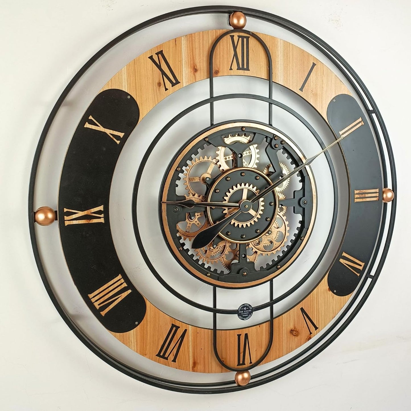 The Gears Clock 36'' Inch Real Moving Gear Wall Clock Switzerland Line (Black, 36 inches (90 cm))