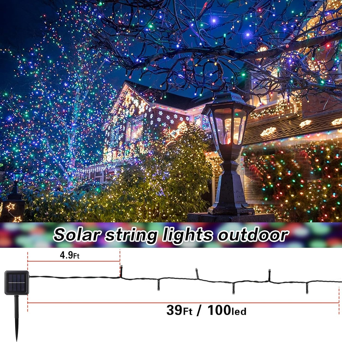 6-Pack Solar String Lights, 600 LED Extra-Long 236Ft Solar Christmas Lights Outdoor Waterproof, 8 Modes Multicolor Led Outdoor Light for Garden, Patio, Wedding, Christmas Decorations
