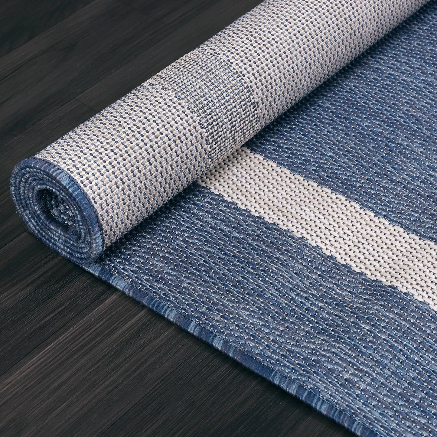 Bordered Outdoor Rug 9x12 Washable Outside Carpet for Indoor Patio Porch Waterproof Easy Cleaning Non Shedding Area Rugs Blue 9 x 12