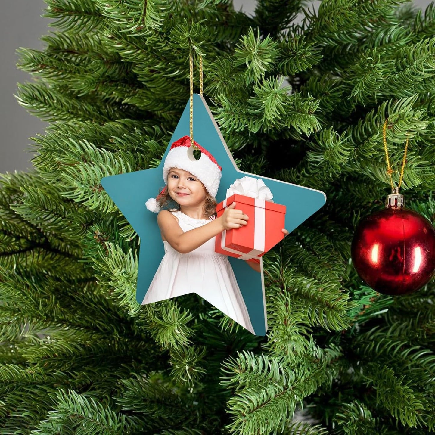 Personalized Christmas Ornaments,2025 Ceramic 3” Photo Frame Ornament w/Any Picture and Text - 3 Shape Options,Double Sided - Custom Xmas Ornament Picture Frame for Christmas Tree,Xmas Ornaments