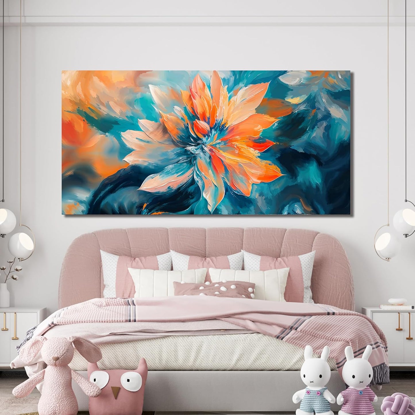 KUPTEU Canvas Wall Art Decor Large Wall Art Pictures for Living Room Colorful Flowers Wall Art Prints Decorations Canvas Art Wall Decor Artwork for Walls Bedroom Home Aesthetic Decor 24" X 48"