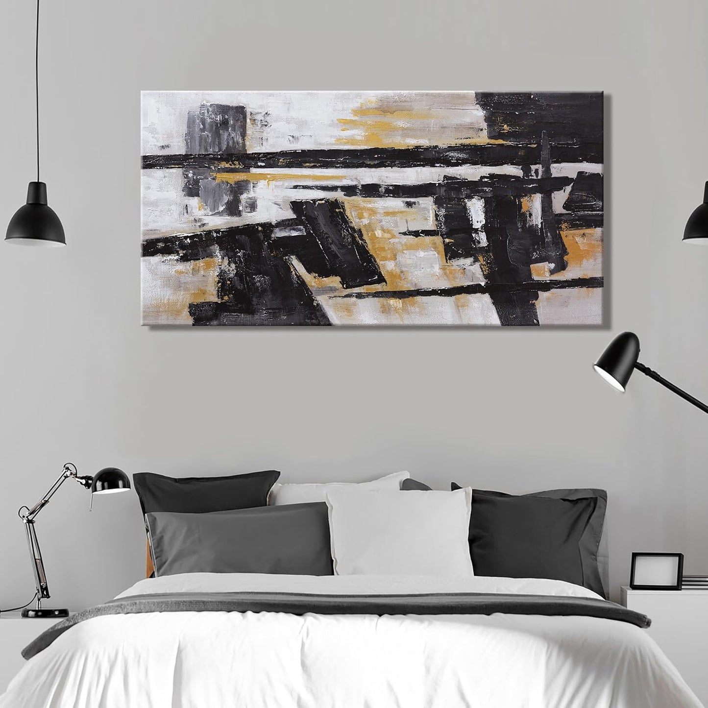 Black And Gold Abstract Wall Art Small Size Artwork Home Decoration Artwork Decor Modern Minimalist Canvas Painting Living Room Decor For Bedroom Office Wall Decor 20"X40"