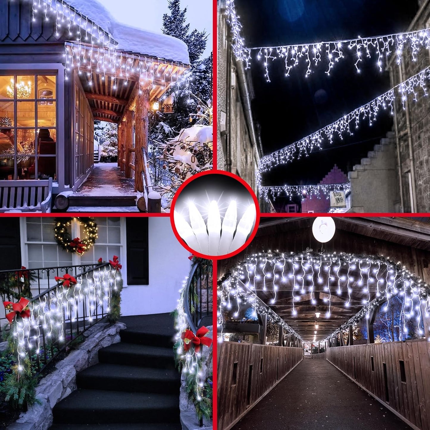 1620LED 164ft Christmas Lights, 360Drops 12 Modes Cool White Christmas String Lights Outdoor Dimmable, Waterproof Christmas Decoration Fairy Lights with Timer for Indoor Eaves Party Patio Window Fence