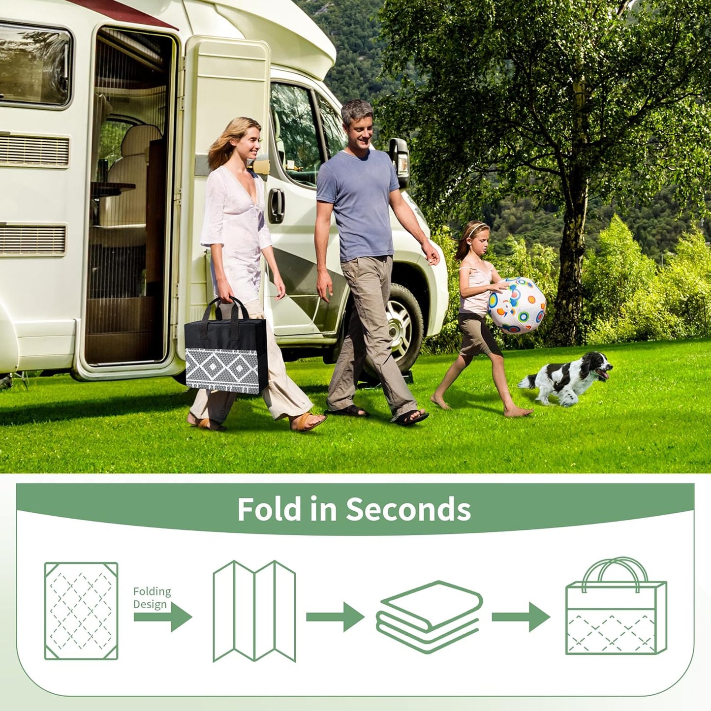 GENIMO Outdoor Rug Waterproof for Patio Decor, 8'x10' Reversible Outdoor Plastic Straw Rug Carpet, Camping Mats for Outdoor Decor, RV, Backyard, Deck, Balcony, Picnic, Grey & White