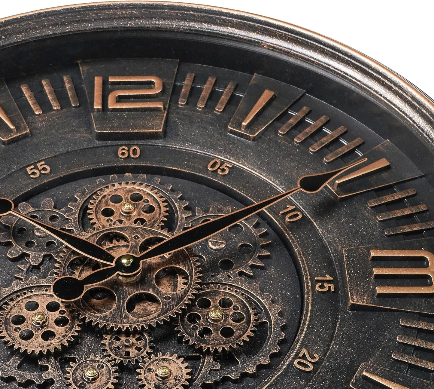 20in Large Real Moving Gears Wall Clock for Living Room, Battery Operated Wall Clocks Decorative Vintage, Home Office Clock, Gift for Family, Friends