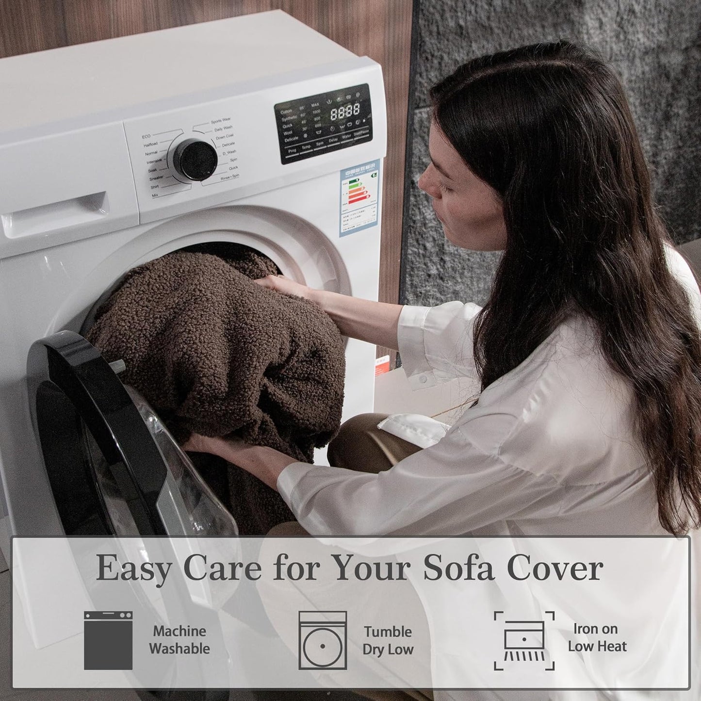 Couch Cushion Covers for Sectional Sofa, Stretch Soft Sofa Slipcovers Washable Wear-Resistant Universal Furniture Protector for Living Room(1 Piece Armrest Cover, Brown)