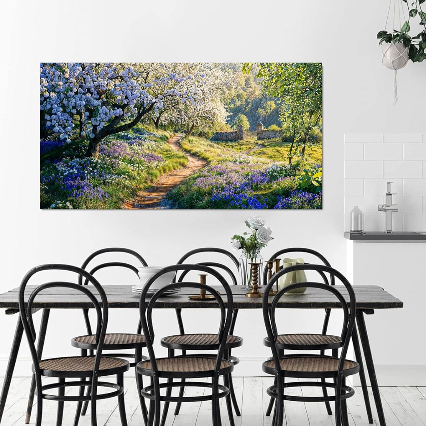 Canvas Wall Art Decor Modern Green Wall Art for Living Room Flower Tree Landscape Wall Art Prints Nature Trail Art Work for Wall Decor Artwork for Walls Kitchen Bedroom Office Decor 20" X 40"