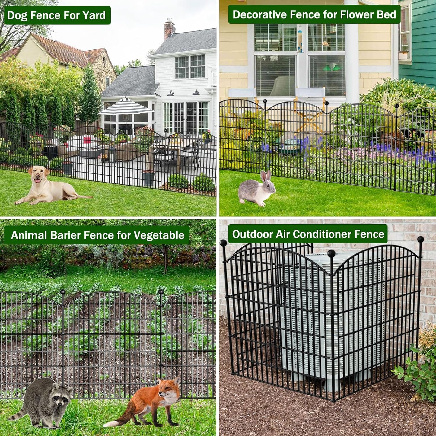 Decorative Garden Fence, 5 Panels - 32 in (H) x 11.8 ft (L) No Dig Dog Fence Outdoor for Yard, Rustproof Tall Garden Fencecing Panels, Animal Barrier Suitable for Yard Border, Patio, and Outdoor Use
